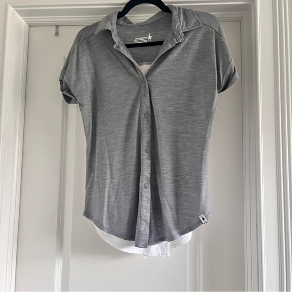 Smartwool Everyday Travel Top oversized XS gray Colorblock - Picture 1 of 7